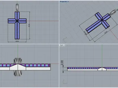 Cross with gems  model 302 3D print model