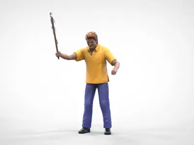 Alex Zanardi race driver race director waving flag on header 3D print model