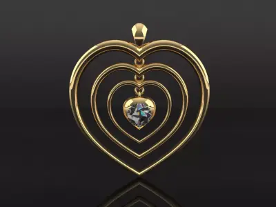 Dancing hearts Pendant 3D print model