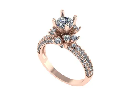 Women diamond ring 3d render 3D print model 4