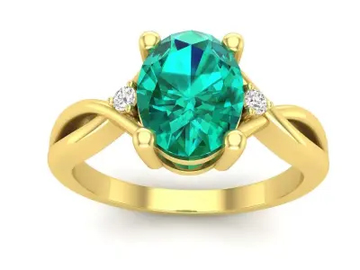 AV 574 Oval and Round Diamond Ladies Engagement Ring 3D print model