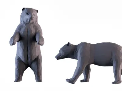 Bear LowPoly two bears 3D print model