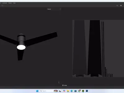  Modern Black Ceiling Fan with Light 3D model