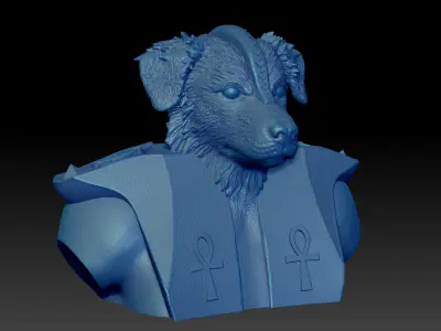 Dog Aussie Border-Anubis Bust  3D Model Friendly 3D print model
