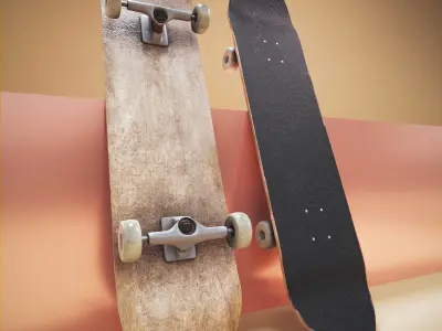 Skateboard Black Low-poly 3D model
