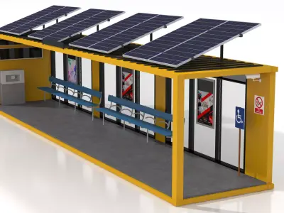 40 Foot Container Bus Stop 3D Model Low-poly 3D model