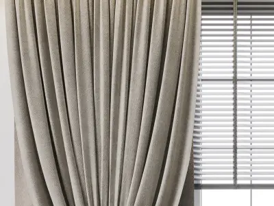 Hadi classic curtains with blinds number 01 Low-poly 3D model