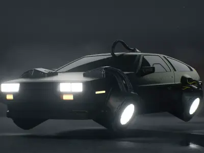 Cyberpunk back to future - futuristic car 3D print model