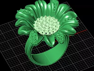 flower pave setting luxury jewelry ring 3D print model