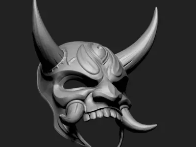 Japanese Hannya Oni Mask Samurai Mask Demon Onimusha Mask 3D print model