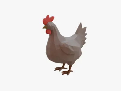 Hen low poly Low-poly 3D model