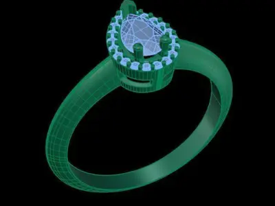 Drop Shaped Diamond Luxury Ring  3D print model