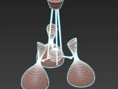 trumpet01 three light chandelier gold 3D model
