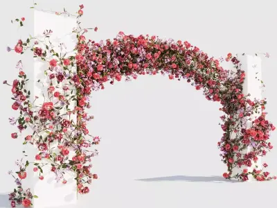 flower wedding arch with flowers 3D model