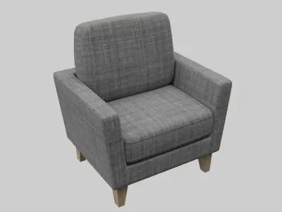 Sofa-grey pattern fabric  Low-poly 3D model