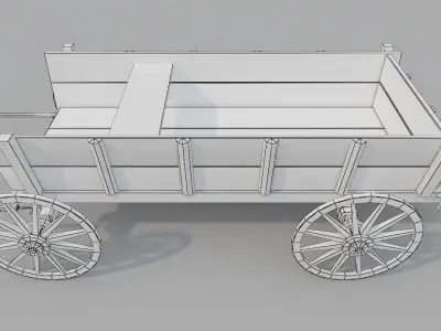 Wooden Cart  Low-poly 3D model