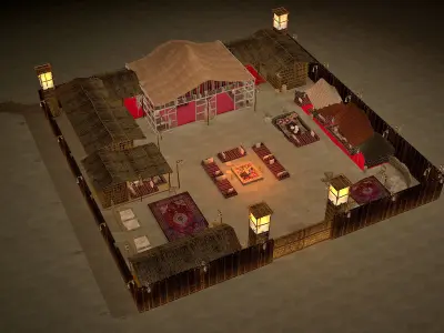 traditional arabic desert safari camp  3D model