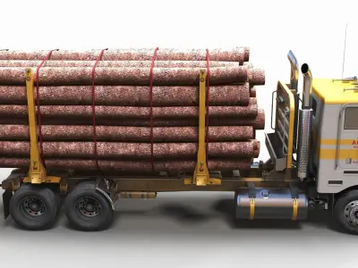 Peterbilt 362 logger truck Low-poly 3D model