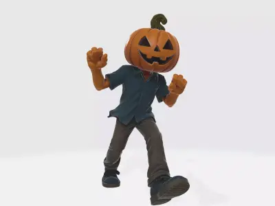 Halloween Pumpkin Head Figurine Spooky Decoration  3D print model