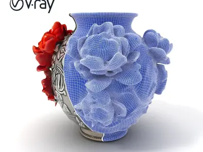 Ornate Floral Vase D Model Pack Low-poly 3D model