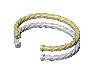 Faceted braided wire cuff bracelet 3D print model