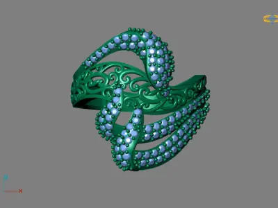 STL 3DM Women Ring Womens Ring Diamonds With Stone Model 3D print model