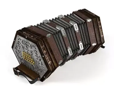 Antique Accordian Instrument 3D model