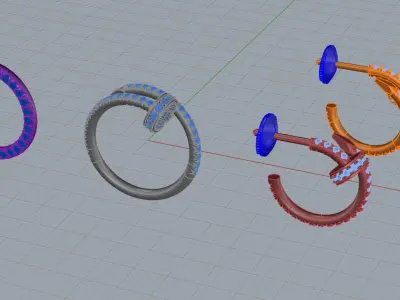 Nail Ring Bracelet and Earrings set 52086 3D print model