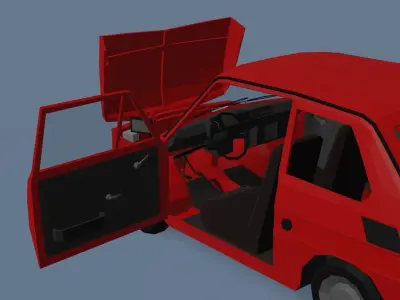 Low Poly Interactive Fiat 126p Low-poly 3D model