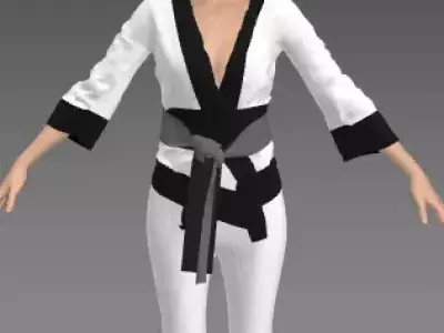 BLOUSE AND  PANT CARD  WITH BELTED KNOT 3D model