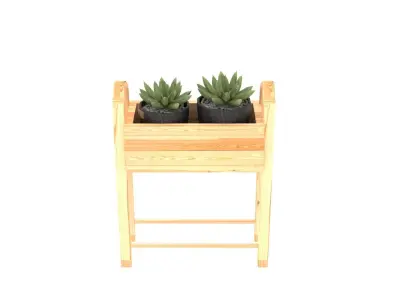 wood plant pot  3D model