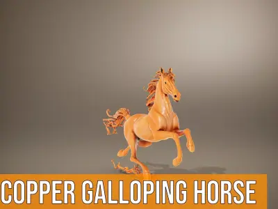 Copper Galloping Horse model pack Low-poly 3D model