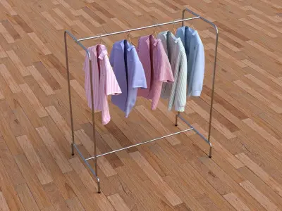 Textured Hanged shirts Rack 3D model