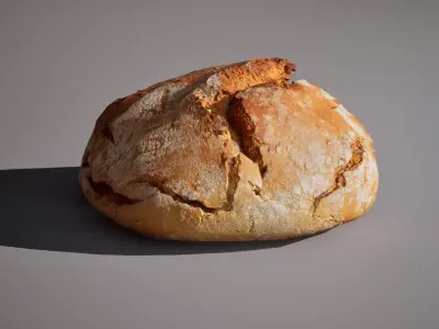 Wheat bread model 5K triangles 4K PBR textures Low-poly 3D model