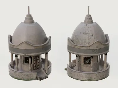 Nature map with objects Low-poly 3D model