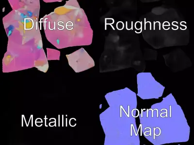 Pink Gemstone Crystal model pack Low-poly 3D model