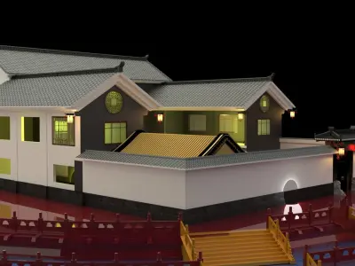 Chinese ancient courtyard  house   3D model