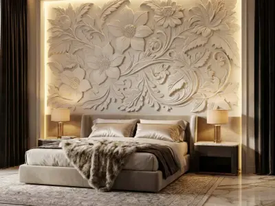 modern panel wall decor set relief stl mural CNC 275 3D model