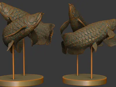 Arowana Sculpture Highpoly 3D model