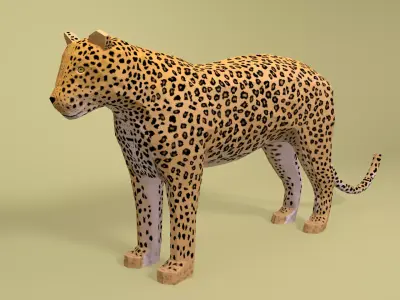 Low Poly Cartoon Leopard Low-poly 3D model