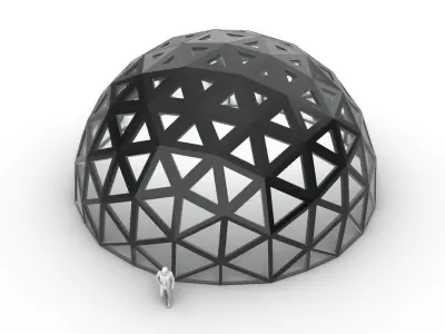Geodesic Dome with Dynamic Perforations and glass panels 3D model