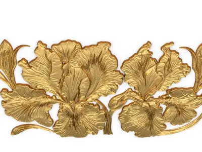 mural classic flowers decor ornament 17 3D model