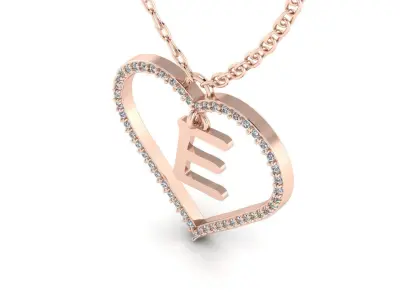 Jewelry Diamond Alphabet Pendant E 3D print model