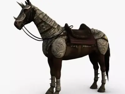 Horse with armor Low-poly 3D model