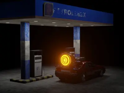 Pontiac Fiero rocket fast furious low poly Low-poly 3D model