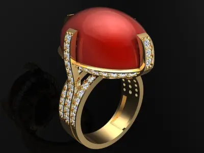 Gemstone Rings - Oval stone ring - Womens Rings 3D print model