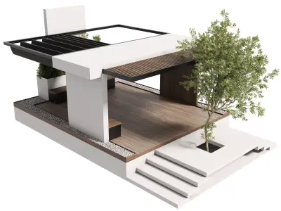 Landscape Furniture with Pergola and Roof garden 11 3D model