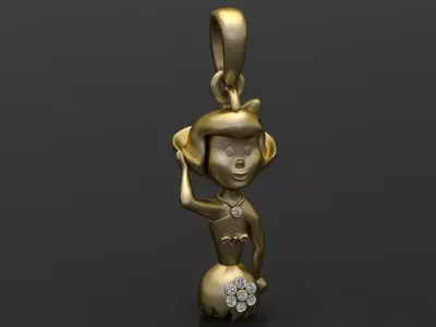 gold girl pendant 3D printable model  3D print model