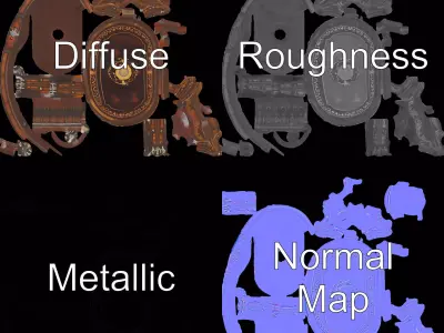 Antique Walnut Table model pack Low-poly 3D model