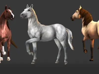 Horse Animset Low-poly 3D model